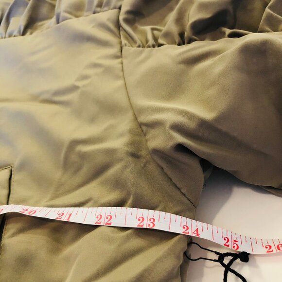 Forever 21 Ruched Bomber Jacket Zip Up Size S Light Olive 2 Pockets Short Length - Picture 12 of 14